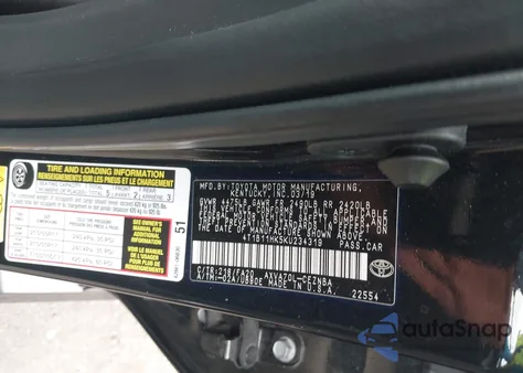 2019 Toyota Camry Le из США, поврежденный, VIN 4T1B11HK5KU234319